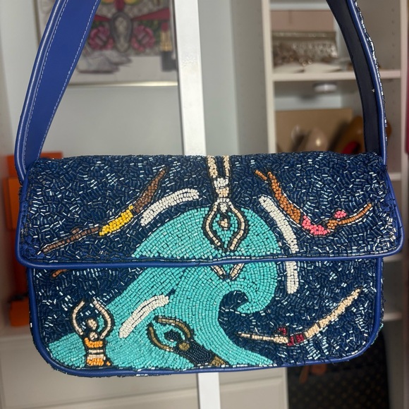 STAUD 🏊🏽‍♀️ Tommy Beaded Bag in Blue Swimmers - Picture 3 of 13